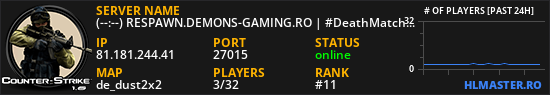 (--:--) RESPAWN.DEMONS-GAMING.RO | #DeathMatch #Vip #Skin